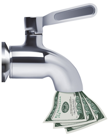 Faucet pouring dollars illustration.のイラスト素材