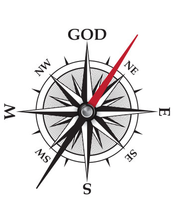 Black compass on white. Illustration