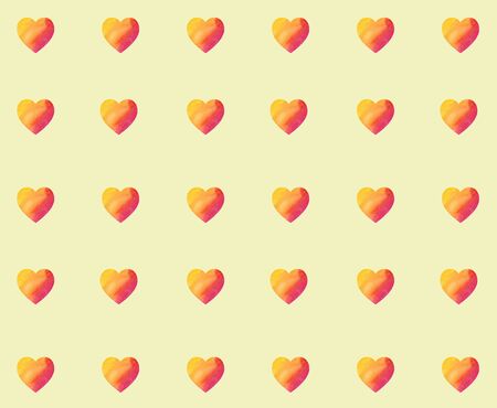 Watercolor yellow red hearts pattern. Beautiful hearts patternの写真素材