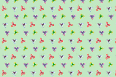 Watercolor hand drawn flower summer green pattern.の写真素材