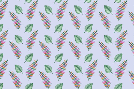 Watercolor hand drawn flower summer blue pattern.
