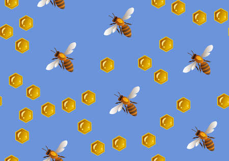 Bee seamless pattern background . Vector bee background.のイラスト素材