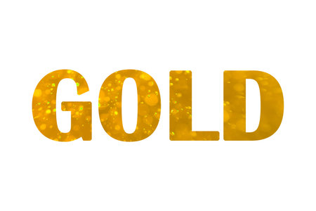The golden word GOLD isolated on white background
