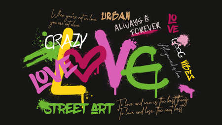 Graffiti with Love Slogan abstract conceptのイラスト素材