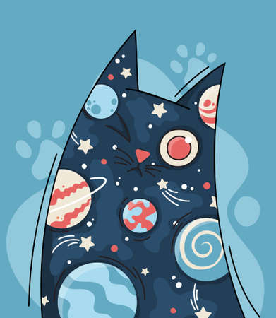 Cat with universe insideのイラスト素材