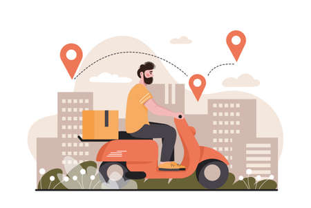 Courier at mopedのイラスト素材