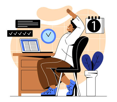 Practicing workout at workplaceのイラスト素材