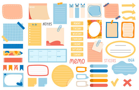 Set of stickers and planners for remindersのイラスト素材