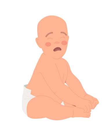Baby sitting and cryingのイラスト素材