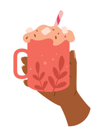 Milkshake in mugのイラスト素材