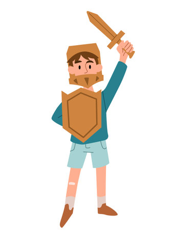 Small boy with shieldのイラスト素材