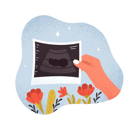 Woman holding ultrasoundのイラスト素材