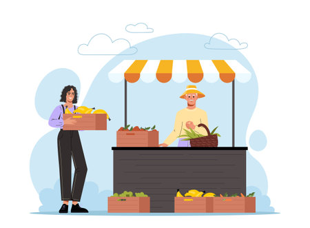 Farmers market conceptのイラスト素材
