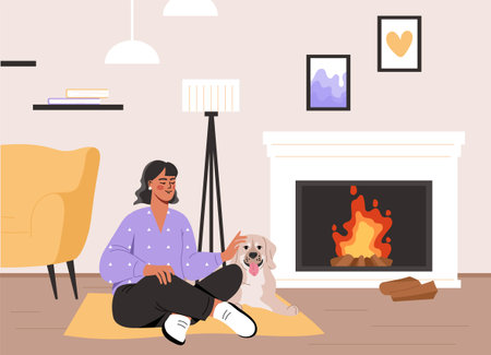 Woman relaxing in homeのイラスト素材