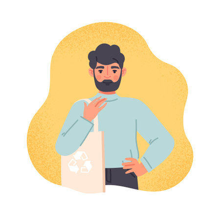 Man with eco bagのイラスト素材