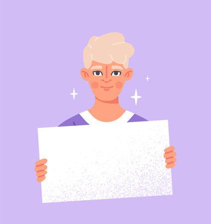 Man holding blank placardのイラスト素材