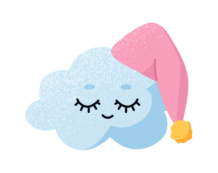 Cloud with pink hatのイラスト素材