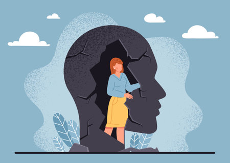 Fear and anxiety conceptのイラスト素材