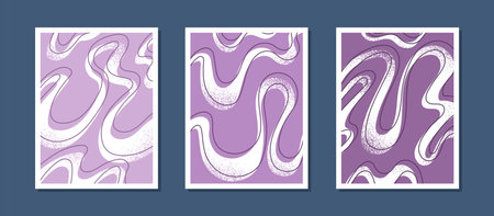 Wavy lines posters setのイラスト素材