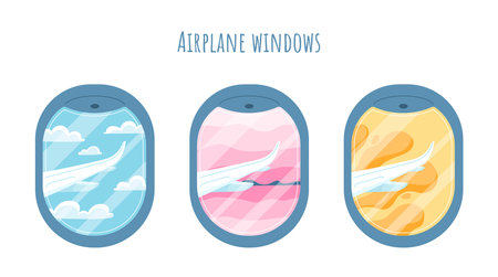 Airplane windows setのイラスト素材