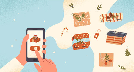Buying presents onlineのイラスト素材