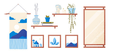 Home interior decoration setのイラスト素材