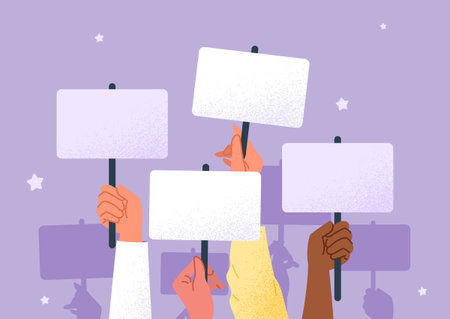 People hands with blank signsのイラスト素材