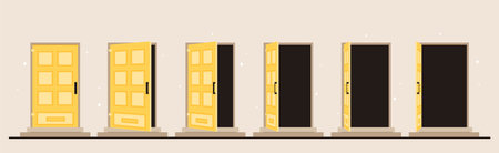 Door opening and closing setのイラスト素材