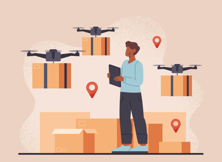 Drone delivery conceptのイラスト素材