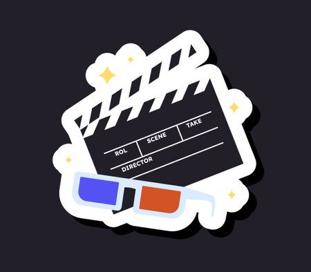 Cinema clapperboard and 3d glassesのイラスト素材