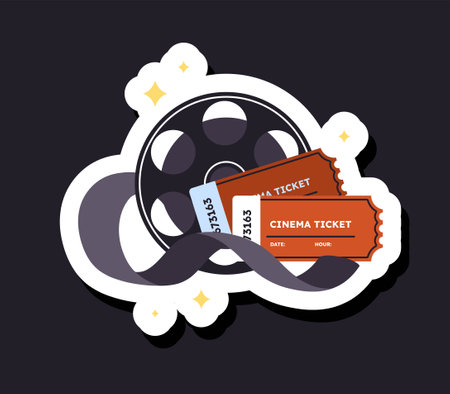 Cinema film with tickets stickerのイラスト素材