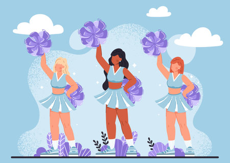Smiling cheerleaders dancingのイラスト素材