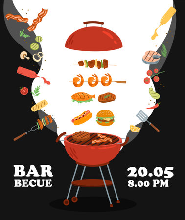 Poster with barbecueのイラスト素材