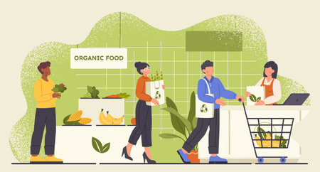 Eco friendly organic storeのイラスト素材