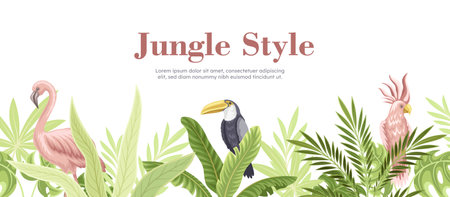 Tropical horizontal bannerのイラスト素材