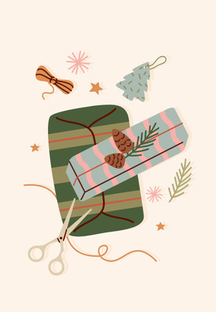 Presents wrapping processのイラスト素材