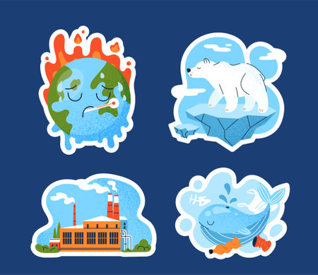 Set of climate changeのイラスト素材