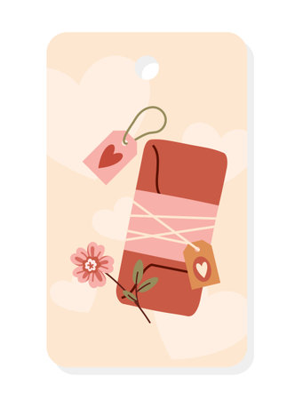 Valentine tag with boxのイラスト素材
