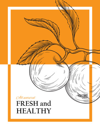 Poster with line appleのイラスト素材