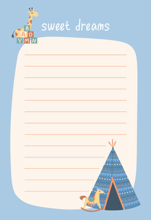 Boho baby daily plannerのイラスト素材