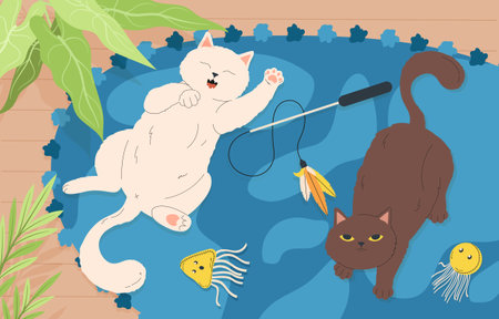 Cats relaxing at homeのイラスト素材