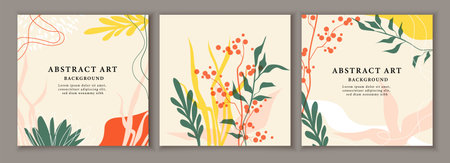 Floral abstract templates setのイラスト素材
