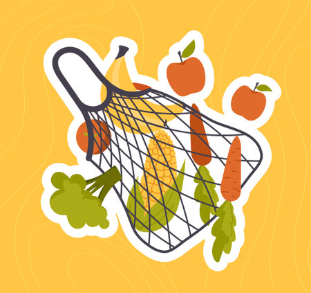 Healthy food stickerのイラスト素材