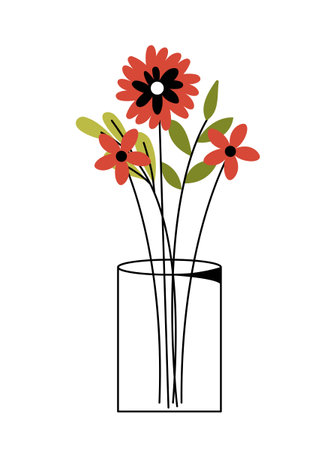 Vase with flowers conceptのイラスト素材