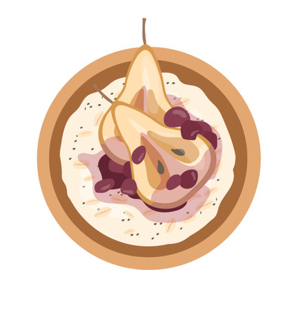 Oatmeal milk porridge top view conceptのイラスト素材