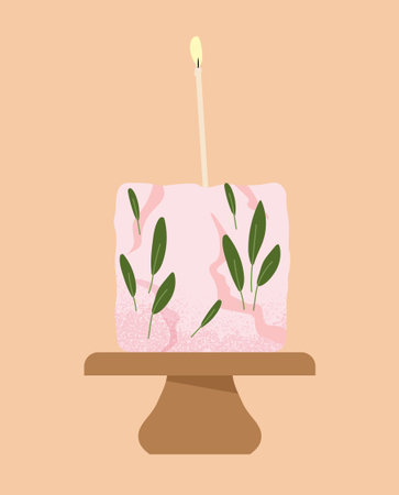 Cute pink cake on plate concept