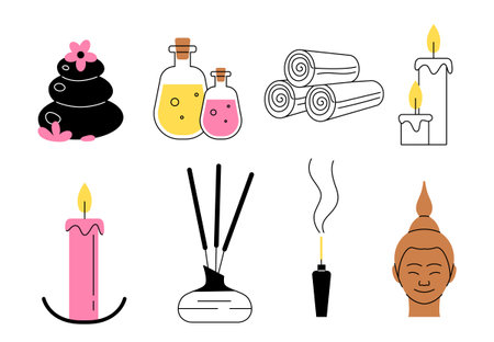 Spa procedures elements setのイラスト素材