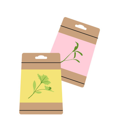 Packages with seeds for plants conceptのイラスト素材