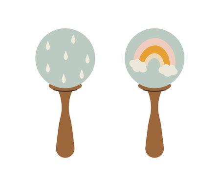 Baby rattles in scandinavian style conceptのイラスト素材
