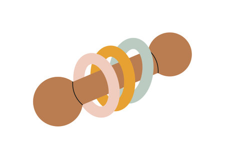 Baby wooden stick with rings in scandinavian style conceptのイラスト素材
